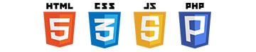 Website Technology Logos HTML5 CSS3 JAVASCRIPT PHP logos